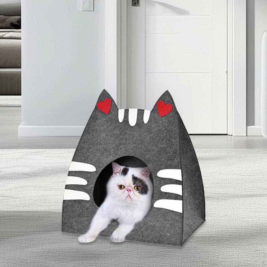 Felt Cat House Privacy Cave Cute Furniture Sturdy for Indoor Cats Foldable Kitty Washable