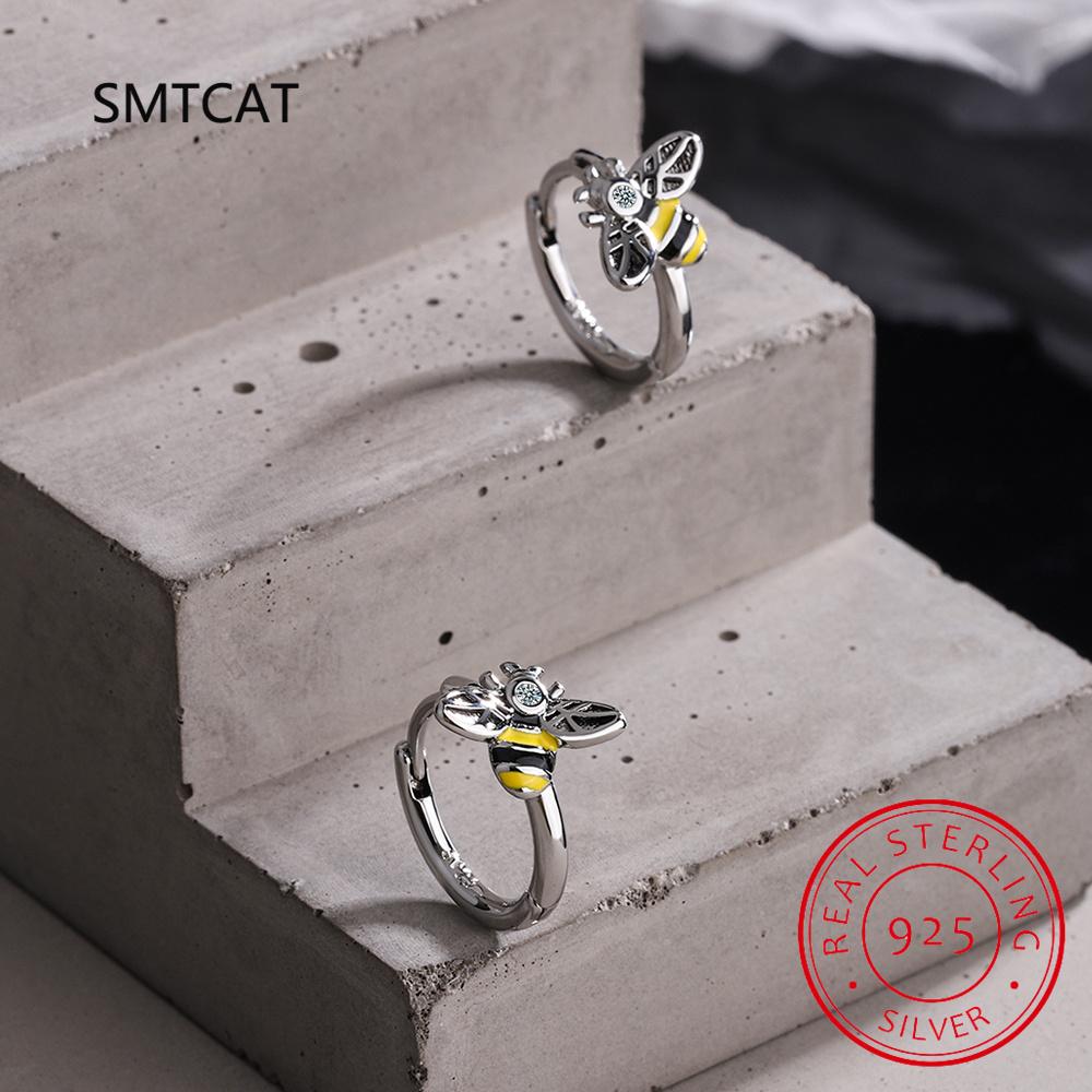 Baby Princess 925 Silver Insect Ear Buckles Cute Honey Bee Hoop Earring For Girl Woman Beautiful Aros Huggies Earring Jewelry