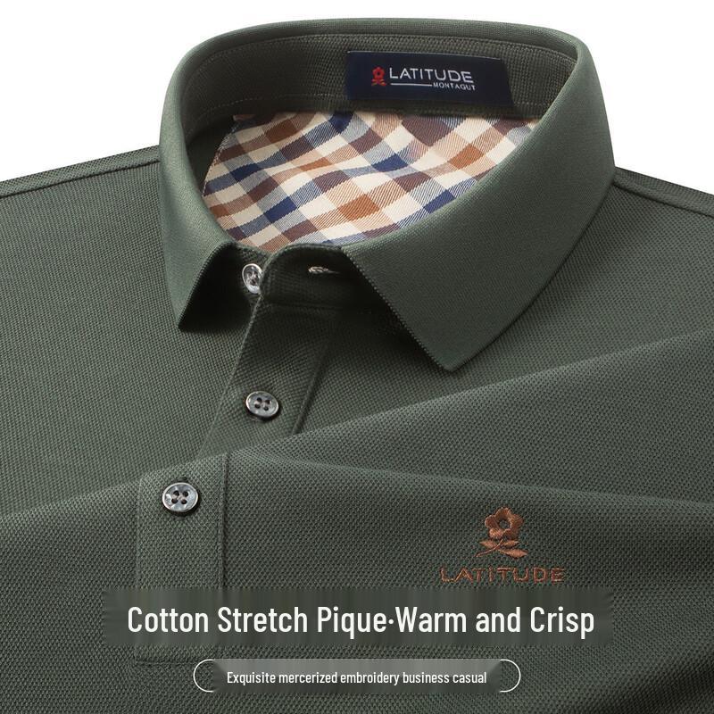 MONTAGUT Pánské luxusní měkké polo triko s dlouhým rukávem