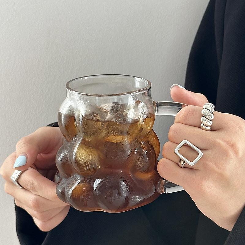 

Grape glass personalized ins wind coffee cup heat-resistant high borosilicate belt milk latte cup water cup 350ml