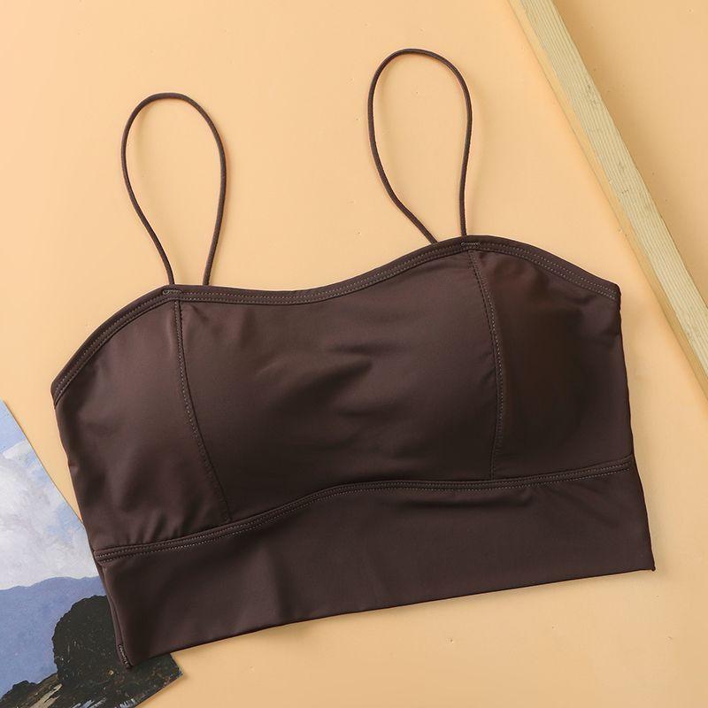 

Женское нижнее белье из ледяного шелка, студенческий пуш-ап, утолщенный, увеличивающий объем, с открытой спиной, на бретелях, майка-ками, базовый слой, лето L