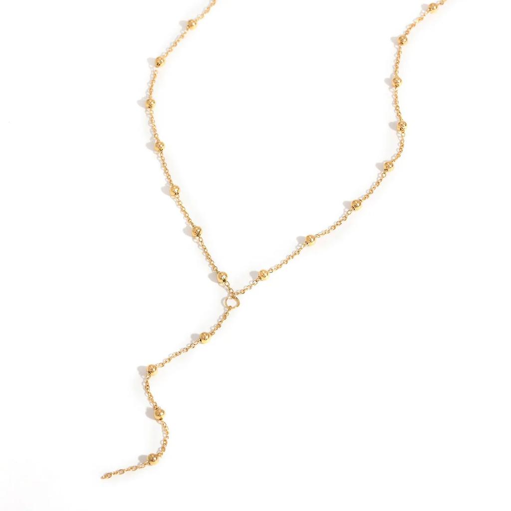 Minimalist Y-shaped Tassel Necklace for Women,Stainless Steel Bead-separated Chain Necklaces,Fashion Mother's Day Gift Jewelry