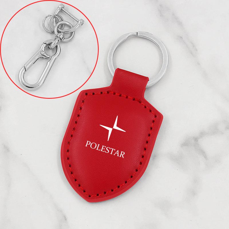 Carbon Fiber Texture Leather Keychain for Polestar 1/2/3/4 - Men's & Women's Shield Buckle Pendant