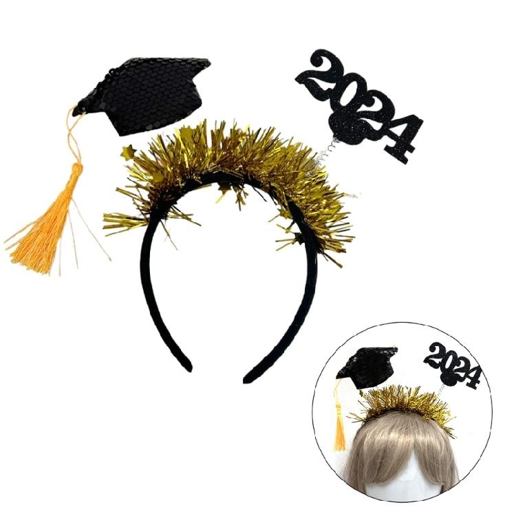 Tinsel Hairband Mini Graduation Hat Headbands Bachelor Hat Graduation Decors