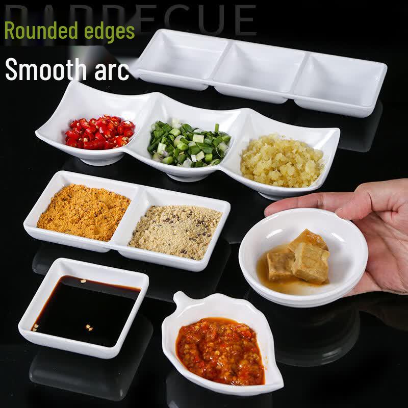 White Melamine 3-Compartment Dipping Dish