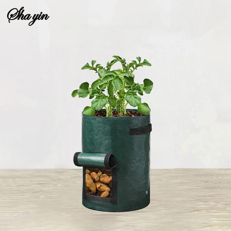 1PC Breathable Potato Planting Bucket - Dark Green Round Horticultural Meizhi Seedling Bag