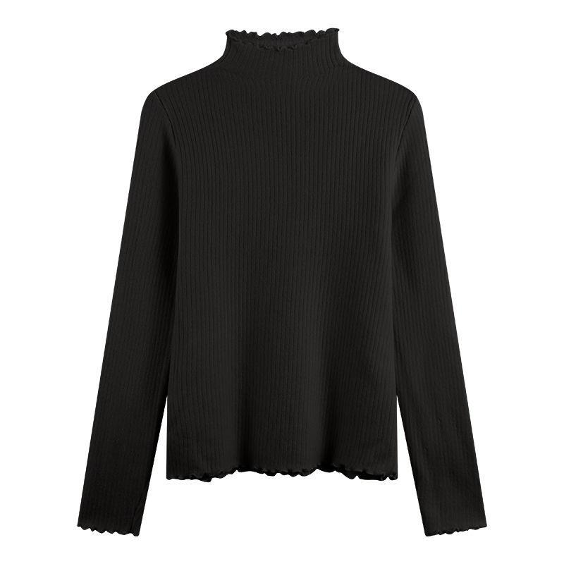 Herbst Winter Halber Rollkragen Elegante Oberteile Damen Französischer Vintage Slim Basic Langarm Kleidung High Street Casual Strickpullover
