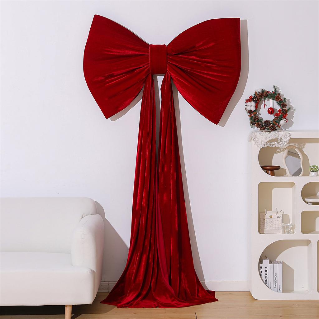 Christmas Decoration Velvet Bow Pendant, Large Christmas Tree Bow, Christmas Scene Atmosphere Decoration Display Mall Hanging Ornament