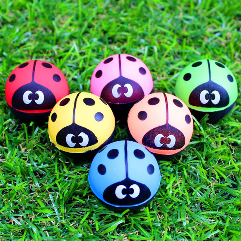 6pcs Bouncy Ball 30mm Rubber Football Ladybug Style Colorful Children Party Favors Festival Christmas Holiday Gathering Gift TMZ