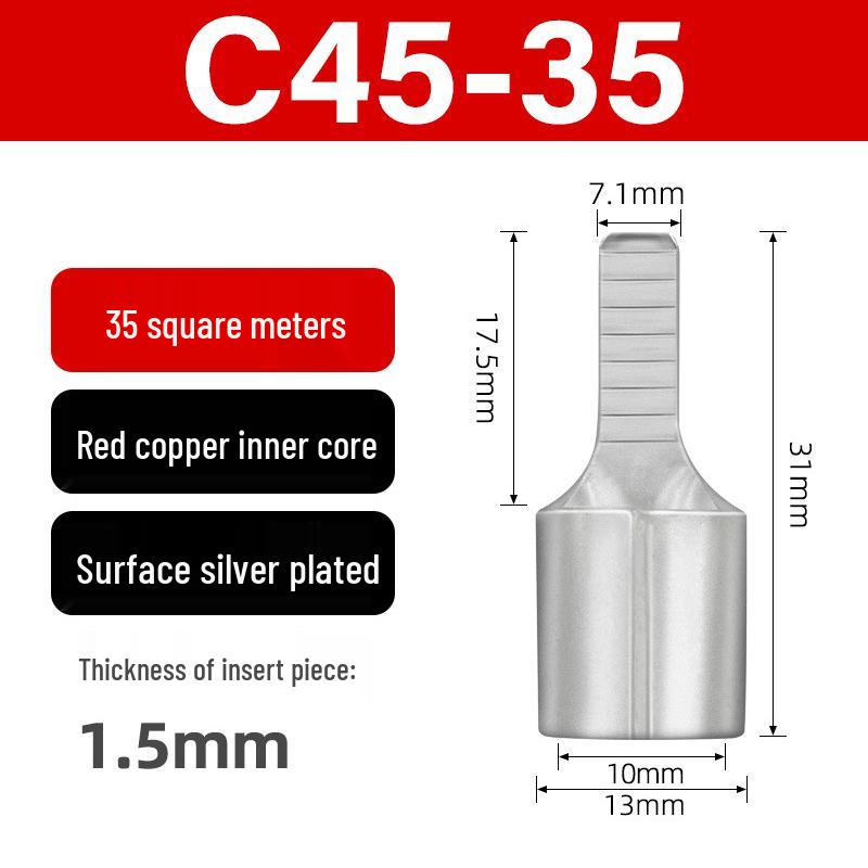 C45 Purple Copper Circuit Breaker Terminal Lug Insert - Cold Crimp Wire Connector Splicing Terminal.