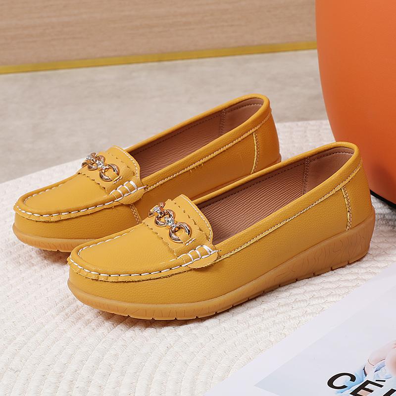 

Модные новые женские туфли-одинарки на мягкой подошве, легкие кожаные лоферы для ленивых, удобные для улицы, для ходьбы, нескользящие, повседневные, для вождения 35 жёлтый
