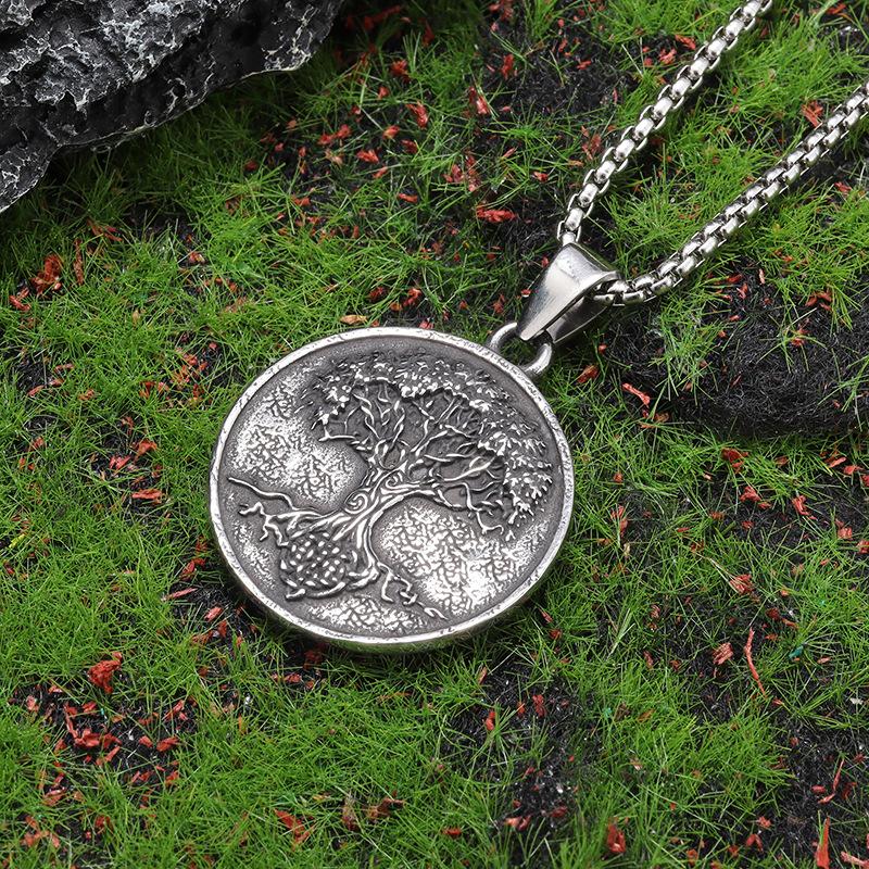 Pendant Nordic Viking Tree of Life New Retro Round Pendant Jewelry Necklace