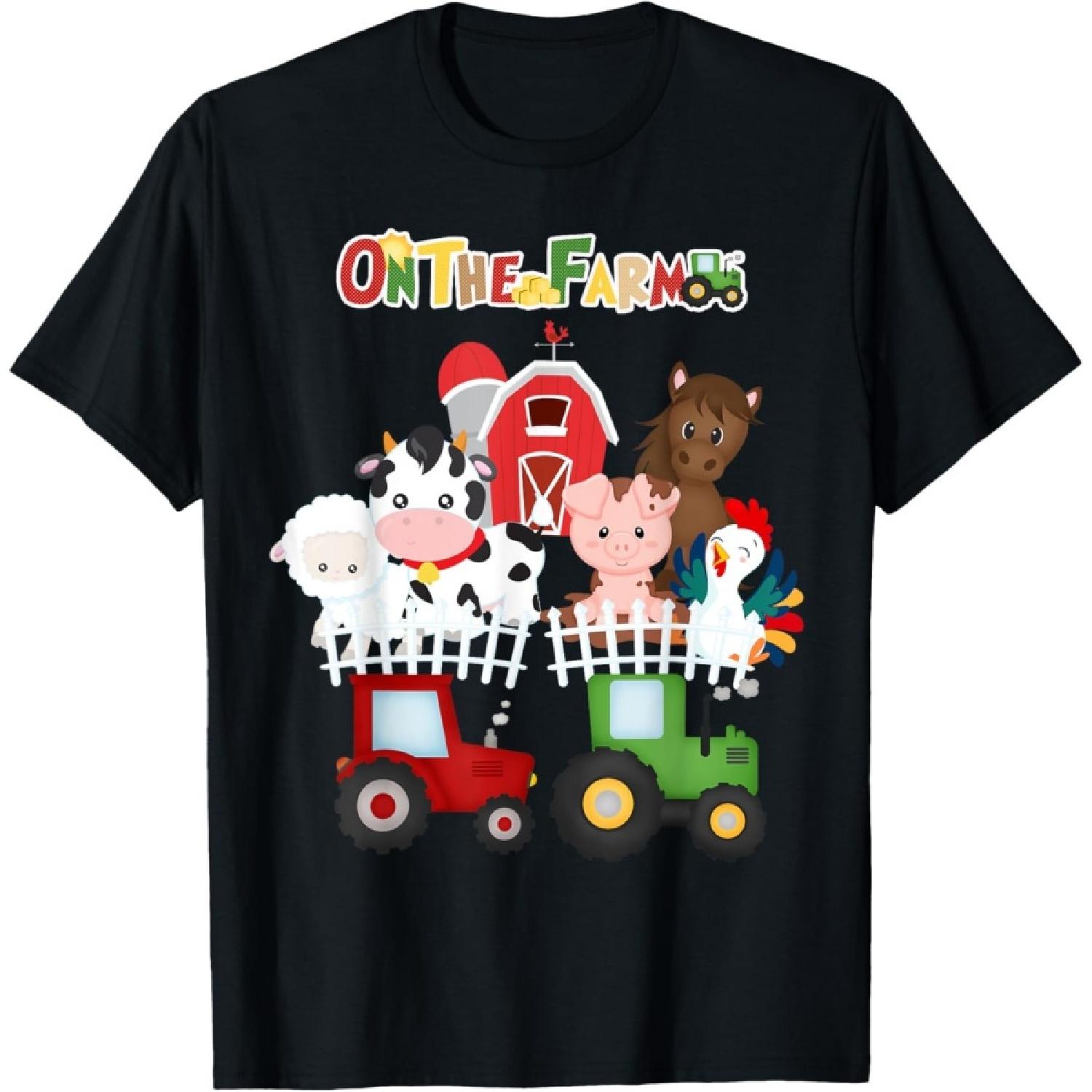 On The Farm Barnyard Farm Animals Cute Toddler Boys Girls T-Shirt S
