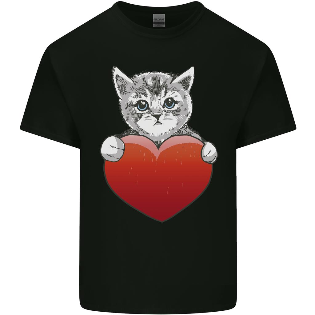 A Cute Cat With a Heart Love Valentines Day Unisexs Light Cotton TShirt