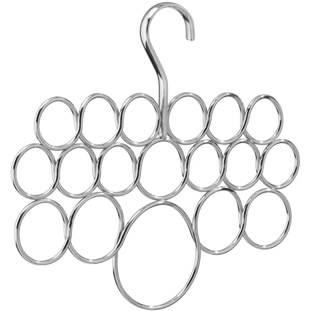 Stainless Steel Scarf Hanger 18 Loop Over Rod Tie Belt Organizer Closet Storage Solution Snag-Free Accessory Holder