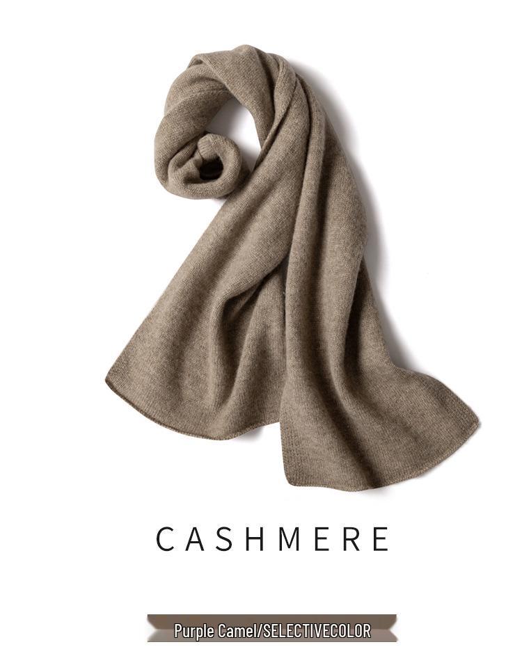Men's Long Cashmere Knit Neck Warmer Scarf - Thickened Solid Color for Autumn and Winter