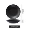 Nordic Stone Pattern Ceramic Soup and Salad Bowl, Deep Dish Tableware, Black/White.