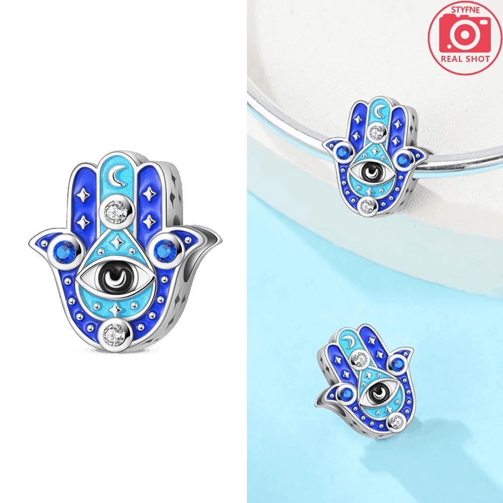 Guardian'S Hand Pendant Blue Football Skull Cross Bead Originalcopper Bead Fit Bracelet Accessory Women Jewelry Diy Gift