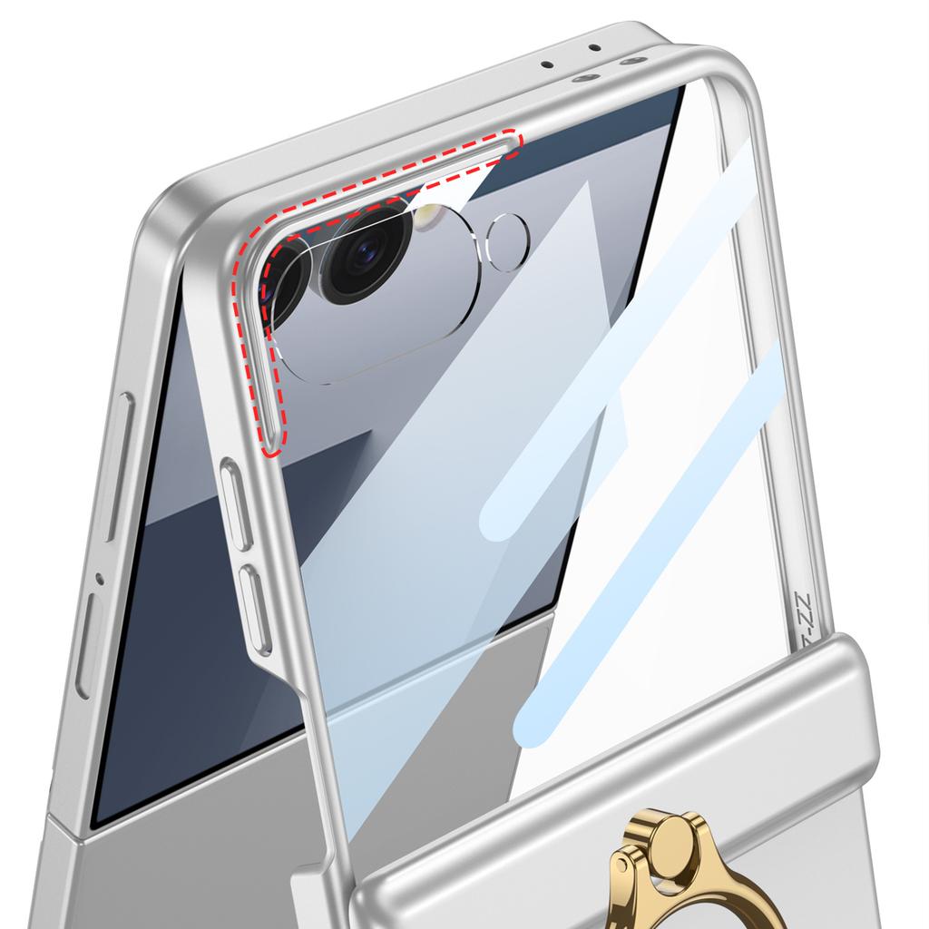 Vhodné pro skládací mobilní telefon Samsung Z Flip7 Ultra tenké pouzdro Hřídel Plně krytý prsten Módní Magnetický Tenký prsten Bezdrátové nabíjení