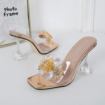 Scarpe estive da donna con tacchi alti sandali fiori moda marca scarpe da donna tacchi quadrati 9 cm taglia forte 42