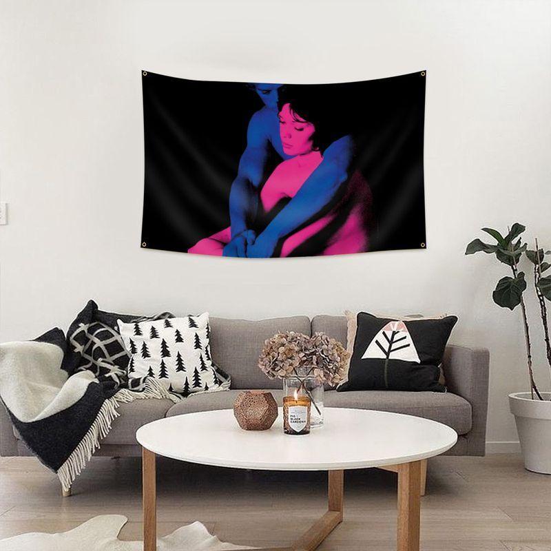 Neon Couple Art Wall Tapestry, Living Room Bedroom Bar Wall Hanging, Aesthetic Polyester Fiber Home Decor
