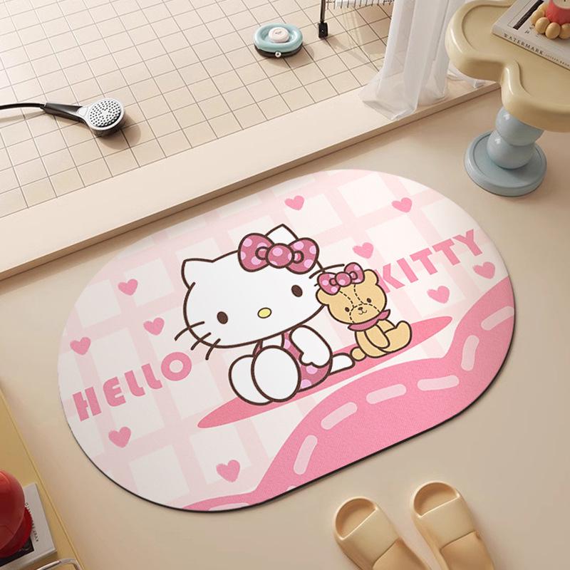 Hello Kitty Quick-Dry Non-Slip Diatomaceous Earth Bath Mat - Absorbent and Easy to Clean