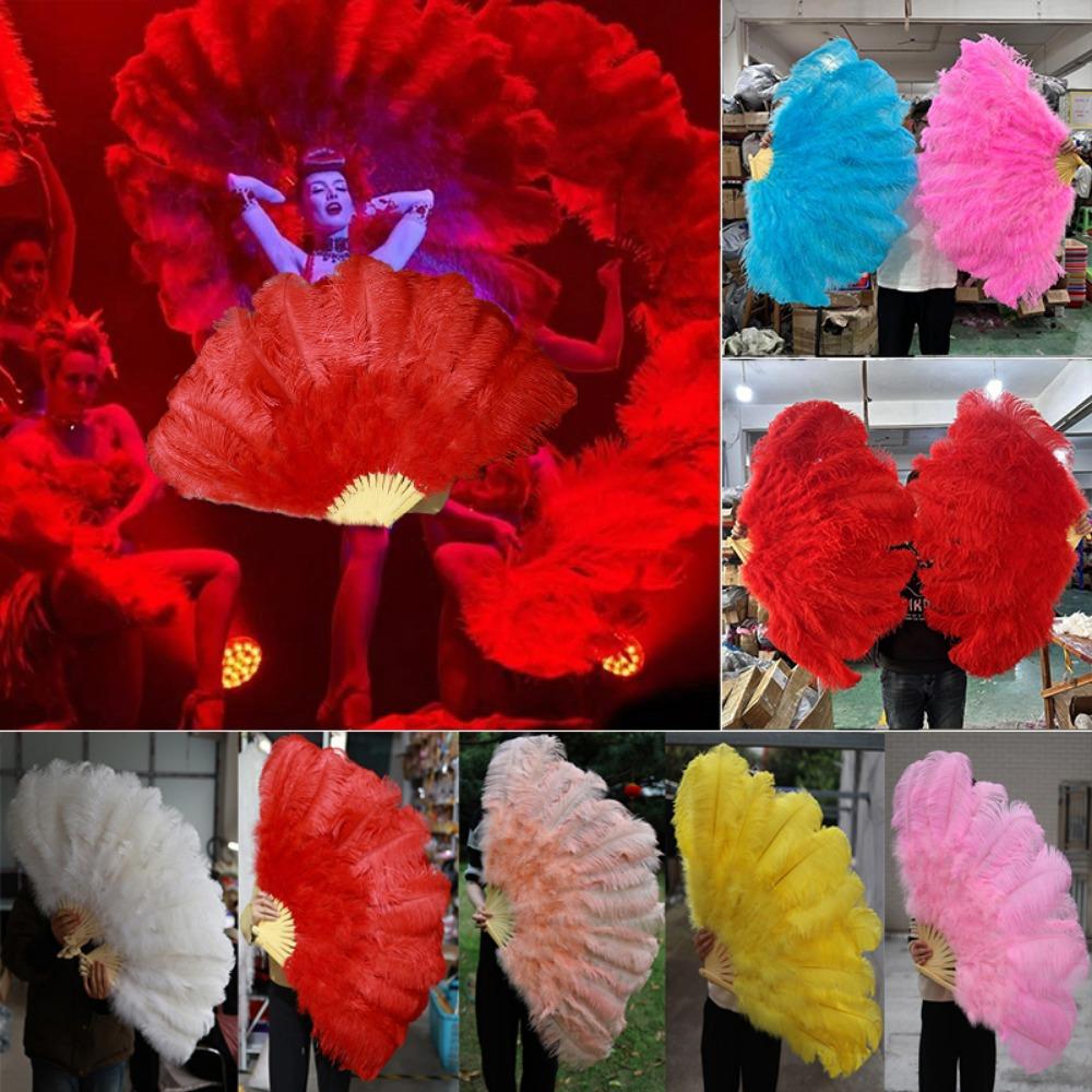 30*52cm 35*60cm Folding Fan 12 Bones Carnival Belly Dance Stage Fan New Handheld Feather Fan