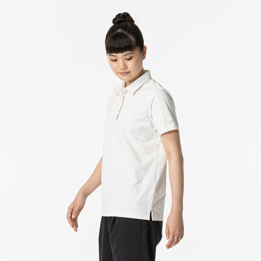 Mizuno Soft Dry Polo Snow Short Women's Shirt, White, 32MAB303, Sleeve, Comfortable, Moisture-Wicking, Quick-Drying, UPF50+