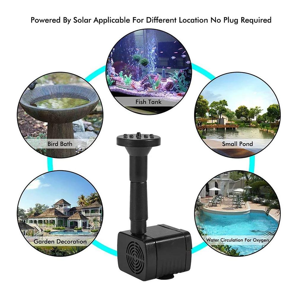 Solar Aquarium Wave Maker Easy Installation with 6 Nozzles Water Pump Filter Multifunctional Decorative Props for Outdoor Garden