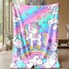 Rainbow Unicorn Fantasy Theme Blanket Lightweight Warm Flannel Blanket Decorative Throw Blanket for Home Decoration