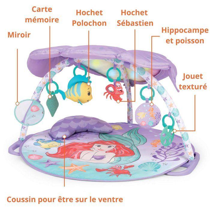 DISNEY BABY -PETITE SIRENE- Tapis d'éveil bébé évolutif Arche, jouets sensoriels et musicaux, guirlande lumineuse, cadeau bébé
