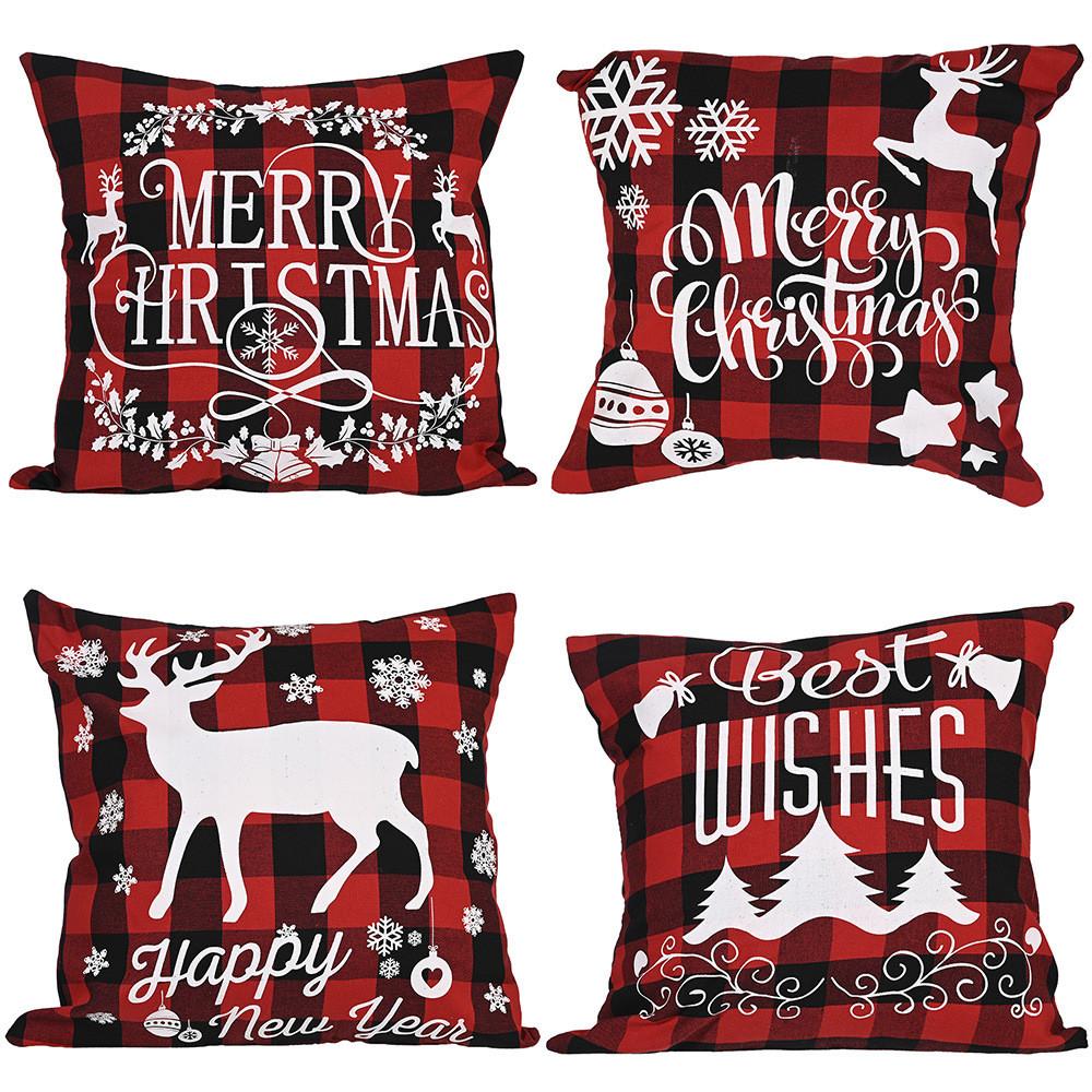 Charming Rustic Christmas Decor With Creative Elk Design Burlap Pillow Cover