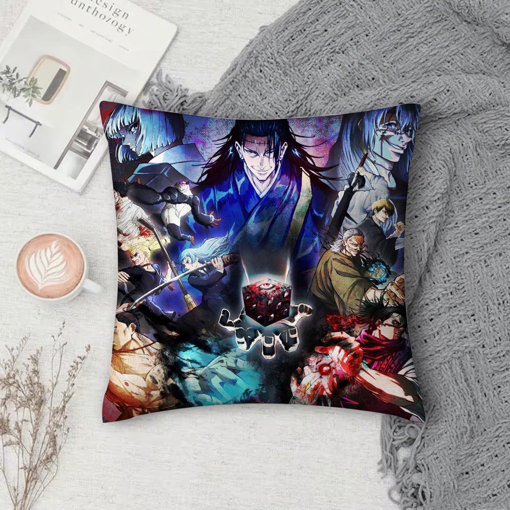 J-Jujutsu Anime K-Kaisen Pillow Case Cover Square Sofa with for Pattern Comfortable Cushionsuitable of Room