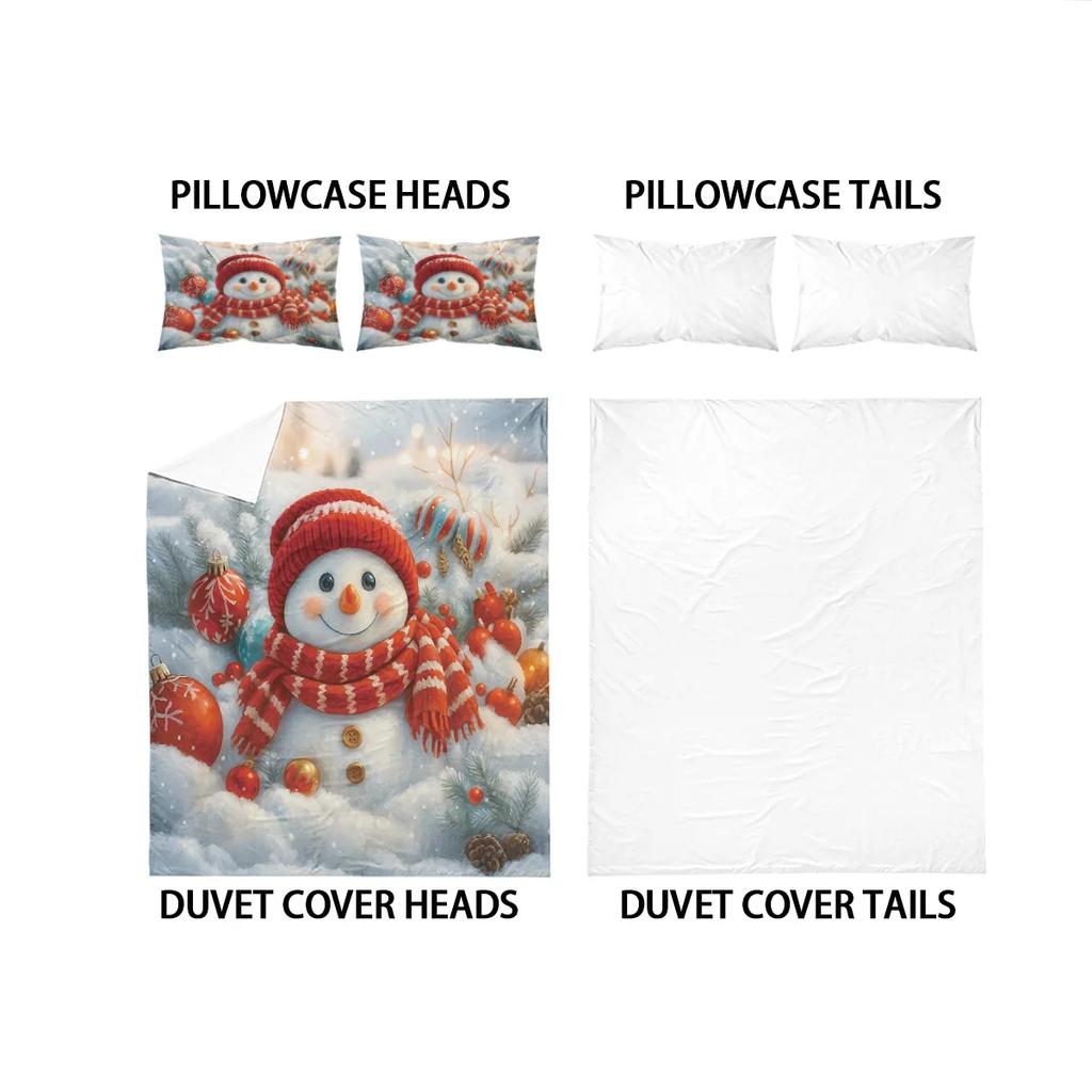 3Pcs Cartoon Santa Claus Print Coreless Duvet Set Multi Size Bedroom Dormitory Bedding Decoration Comfortable Machine Washable