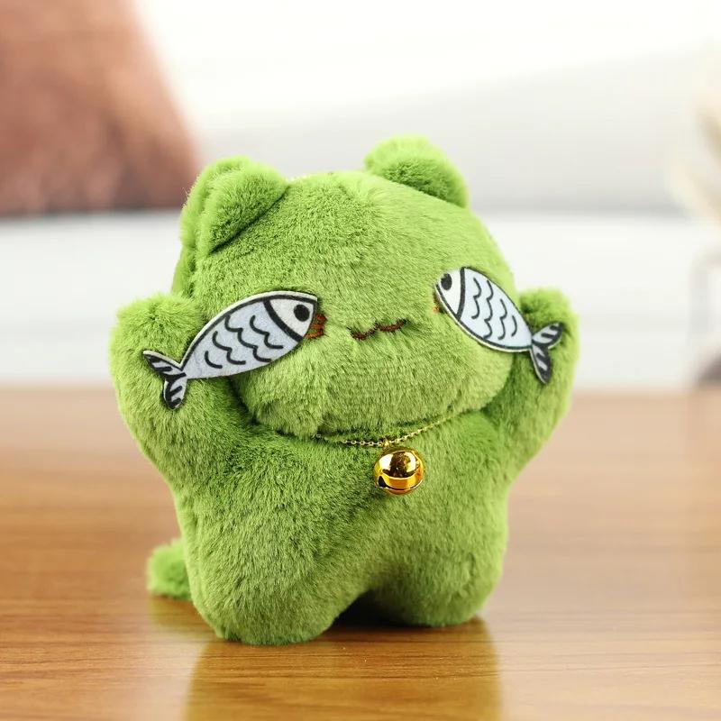 Cute Catch Fish Shy Kitten Key Pendant Plush Doll Cat Pendant Book Bag Charms Children'S Birthday Party Favours