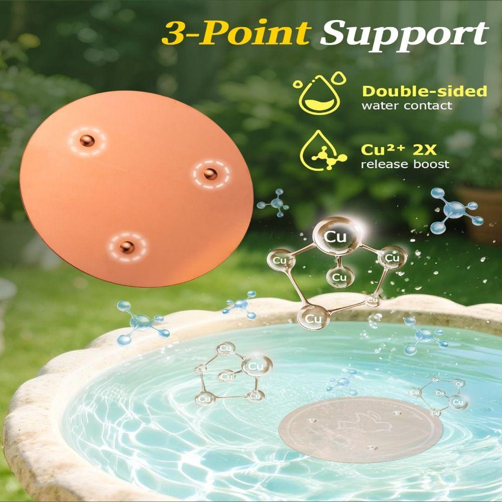 Triple-Point Support Mellbree Bird Bath Copper Disk 99.99% Pure Copper Physical Safe Clean Bird Bath Copper Disk