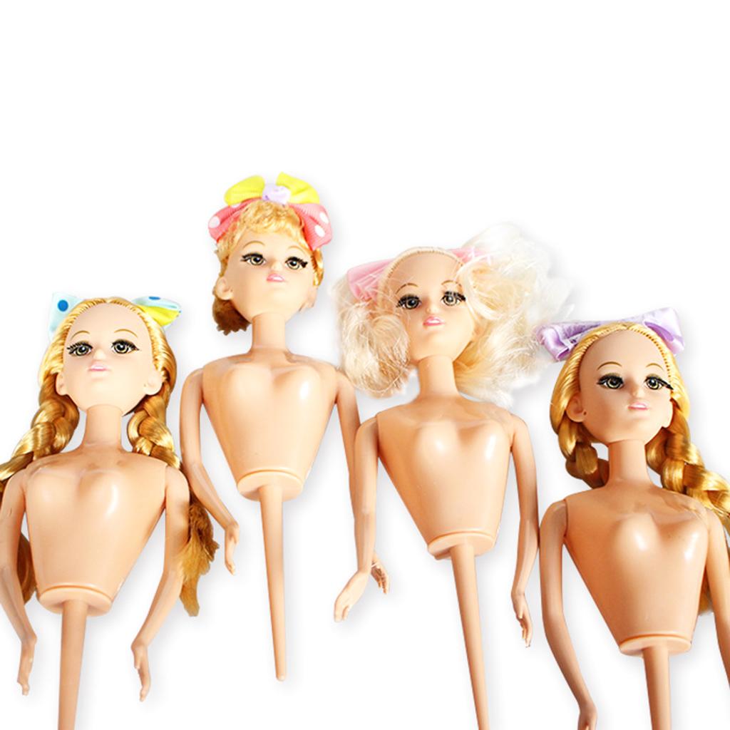 Cake Topper for Doll Long Curly Hair Big Eyes Plug Stake Cake Decor Random Style for Kids Girl Birthday Party Cakes Deco