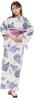 Dita Yukata Set with Obi In Navy and Featuring Hydrangea In a Watercolor Easy To Dress by Yourself Elegant Free Women's 5-Piece (Heko Obi) Blue,