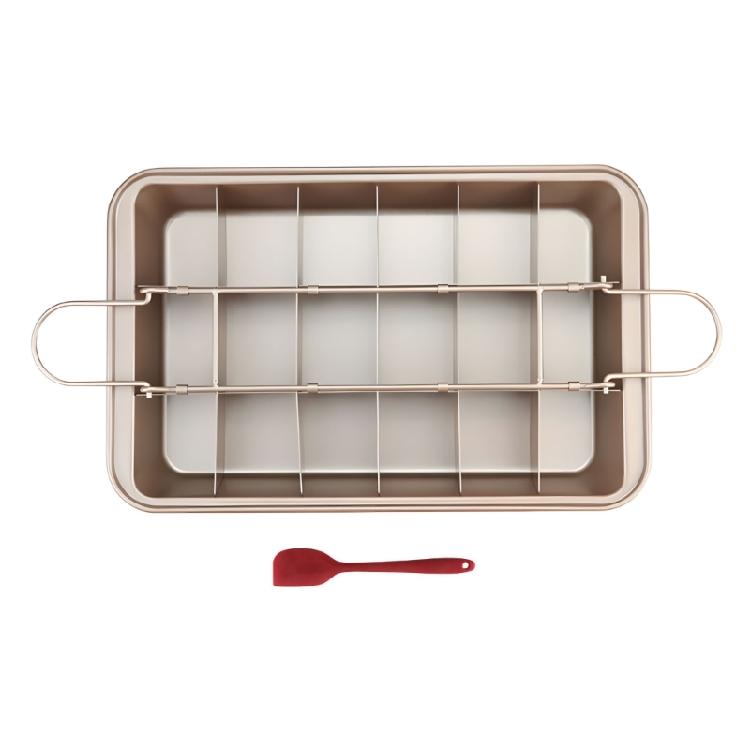 

Long permanent 18 Cell Rectangular Cake Tray Carbon Steel Detachable Sections Ideal For Preparing Individual Treats 1