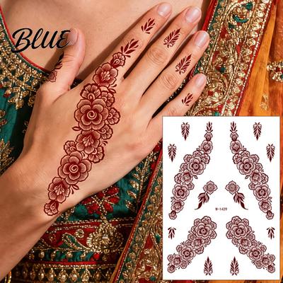 Temporary Tattoo Stickers Henna Stickers Red Brown Waterproof Lace Tattoos