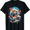T-shirt Pesce Carpa Koi Ying Yang Nishikigoi Fiore di Ciliegio(93)