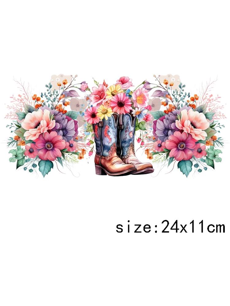 LETOP 1pcs 16oz Colorful Flower Cowboy Boot Moon Hat Tumblers Waterproof Transfer Stickers UV DTF Cup Wrap Transfers