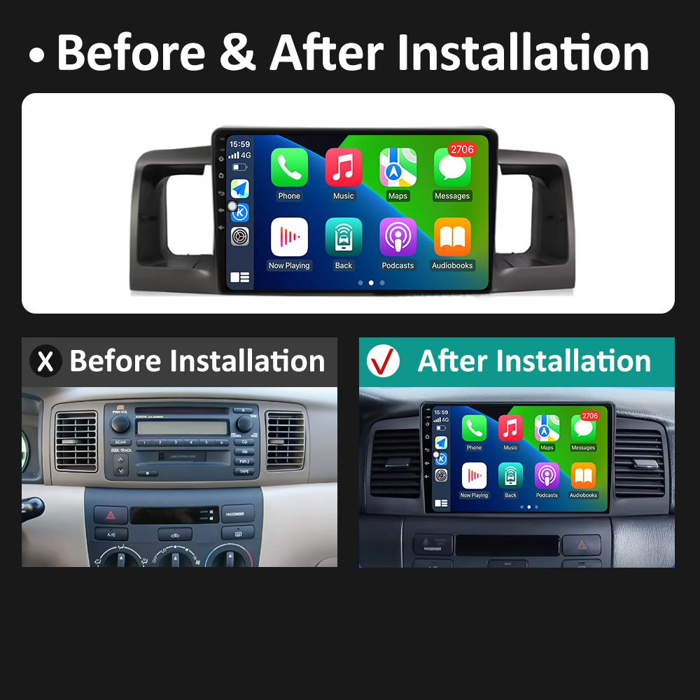 For Toyota Corolla E120 2000 2001 2002 2003 2004 Car Multimedia Video Radio Player DSP Stereo Autoradio Cooling fan Bluetooth 4G