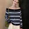 ZOSOUL Gestreifter Off-Shoulder Pullover