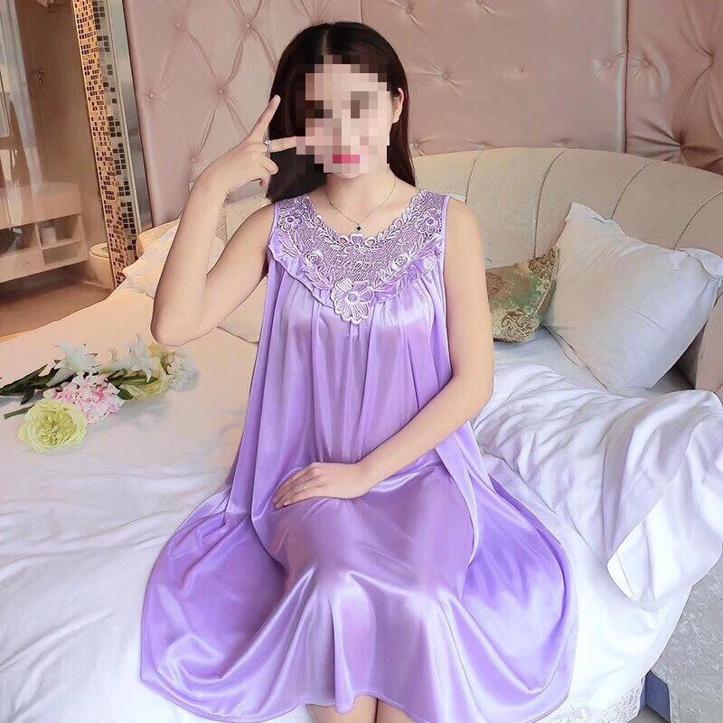 Women's Sexy Lace Summer Camisole Ice Silk Nightdress - Plus Size Loose Fit Home Wear Pajamas