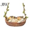 Realistic Sleeping Cat Figure Hanging Basket Statue, Cute Kitten Figurine, Lifelike Figurine for Trees Resin Ornament Outdoor Garden Patio Porch