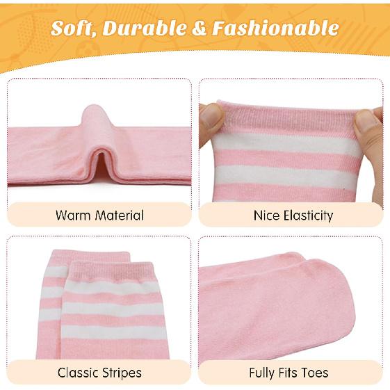 American Trends 4 Pairs Toddler Soccer Socks Kids Youth Baseball Sock Boys Girls Knee High Striped Socks Cotton Tube Sock