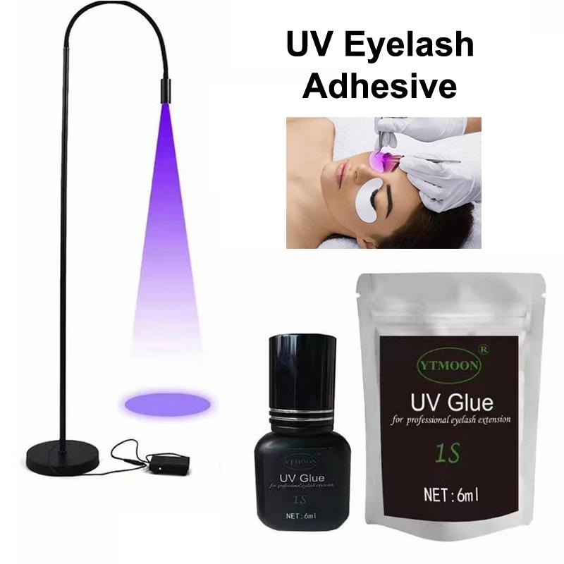 Colla Adesiva UV da 6 ml per Estensioni Ciglia Asciugatura Rapida 1S Forte Colla per Estensioni Ciglia Finte Lunga Durata Colla UV per Ciglia