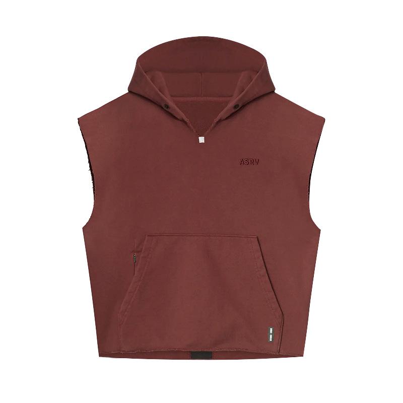 Men's Spring & Autumn Youth Thickened Multi-Pocket Sleeveless Hoodie and Sports Vest.