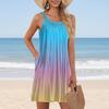 Ladies Fashion Beach Vest Casual Summer With Pocket Straps Gradient Print Dress